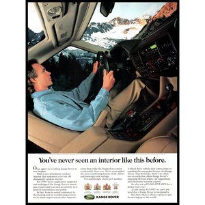 1995 Range Rover P38 Interior Dash Driver Vintage Print Ad Rocky Mountains Art